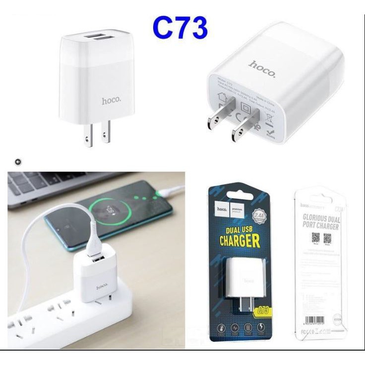 Cóc sạc nhanh 2 cổng Hoco C73/ C73A - gọn nhẹ tiện ích