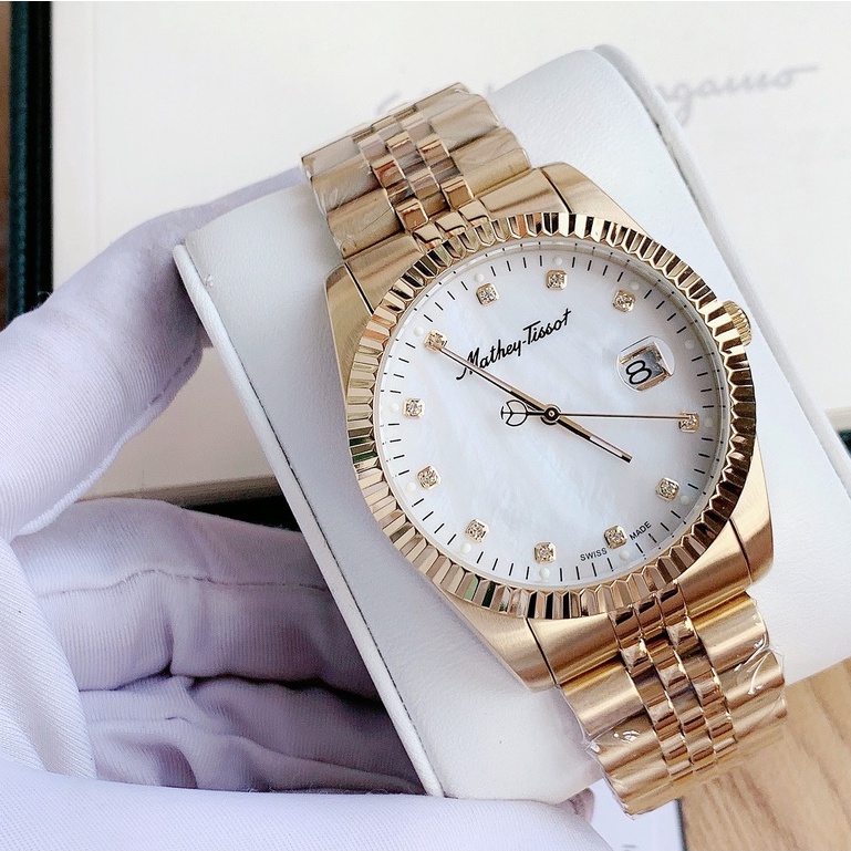 Đồng Hồ Nam Mathey Tissot H710PI Mathy II nam mặt trắng dây vàng