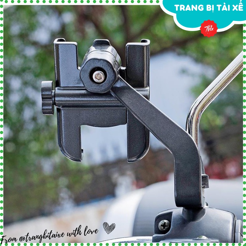 Giá đỡ kẹp điện thoại gắn trên chân gương xe máy chống giật chống rung chất liệu kim loại sắt cao cấp xoay 360 độ C2