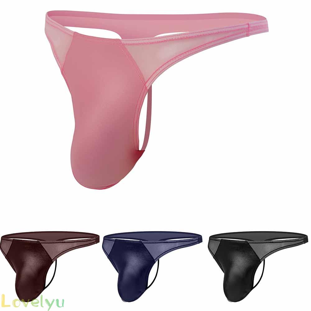 &lt;READY STOCK&gt;Men Erotic Panties Sexy Patent Leather Transparent Mesh G String TBack Thong Underwear RaeSlU Aufose100% brand new！