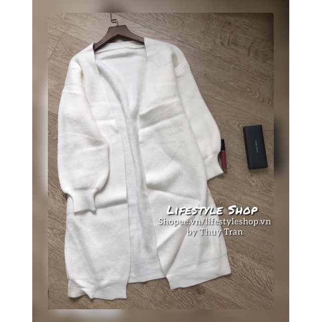 Áo khoác len dáng dài tay bo bồng chất dày mềm hàng Quảng Châu