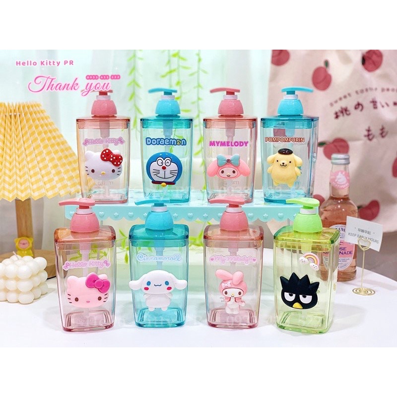 Bình đựng dầu gội, sữa tắm Hello Kitty - Doremon Doraemon