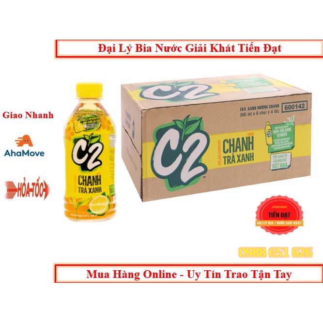 Lốc 6 Chai Trà Xanh C2 Hương Chanh / Táo 360ml