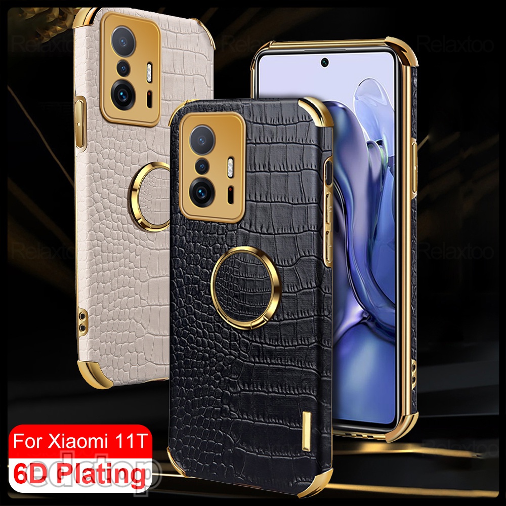 Ốp điện thoại da kèm giá đỡ nhẫn từ tính sang trọng chống sốc cho XIAOMI 11T PRO XIAOMI11T XIOMI MI 11 T MI11TPRO