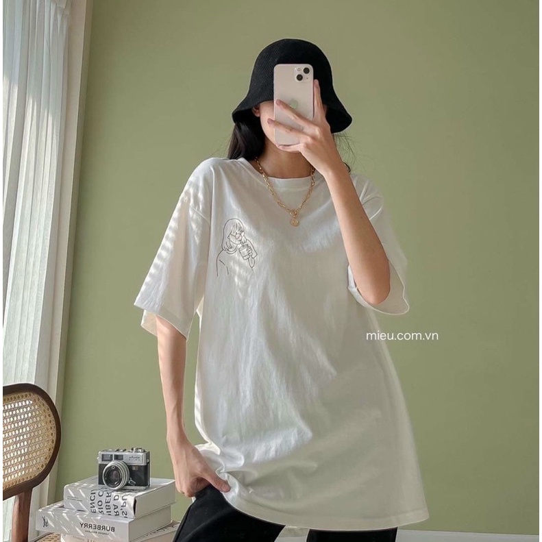Áo thun form rộng cotton 100% in hình siêu đáng yêu, kèm ảnh thật