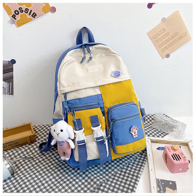 Balo ulzzang đi học chống thấm phối màu cao cấp BAG U AJO25