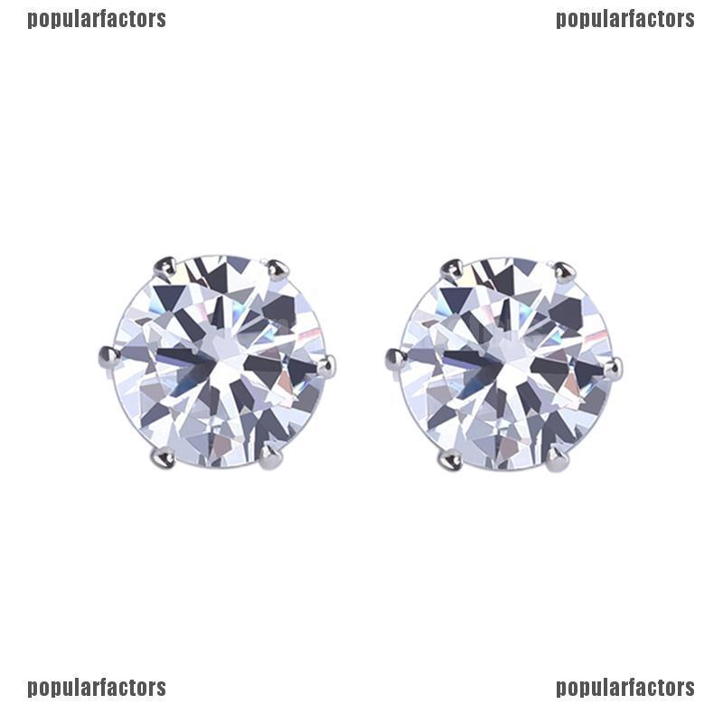 Bộ 6 Đôi Bông Tai Tròn Bằng Thép Không Gỉ Đính Đá Zircon Thời Trang