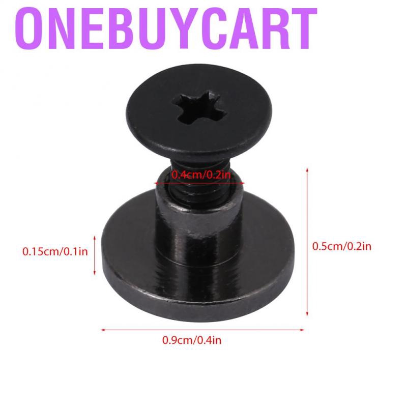 Onebuycart 20 Sets 5/8mm Flat Head Solid Stud Screwback Screw Rivet Leather Craft DIY Black