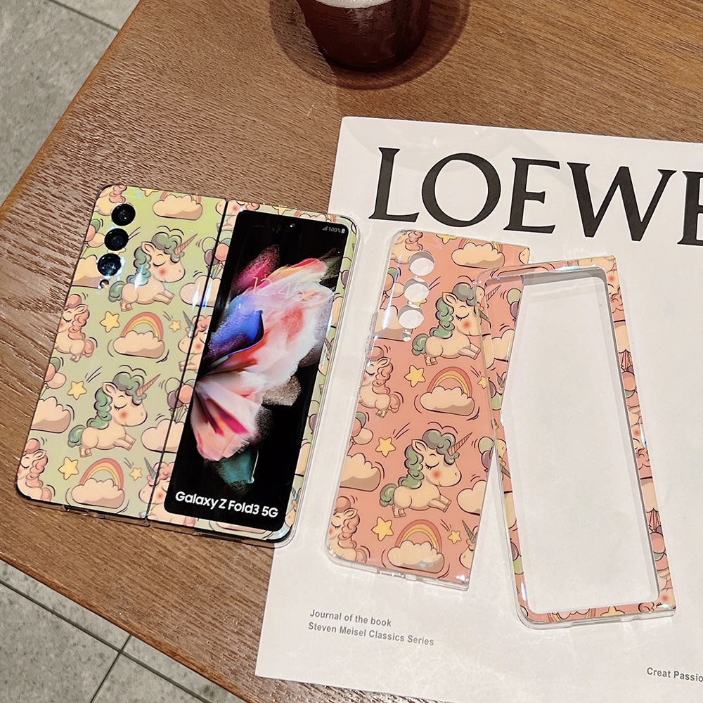Ốp điện thoại mềm siêu mỏng họa tiết kỳ lân nhiều màu sắc cho Samsung Galaxy Z FOLD 3 Z FLIP 3
