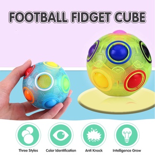 【đồ chơi cho bé】 Magic rainbow puzzle football fidget cube