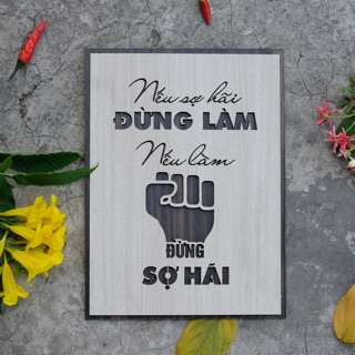 [HOT AMAZON] Tranh Slogan nội dung tạo động lực làm việc bằng Gỗ, Mẫu: VIAN10 .
