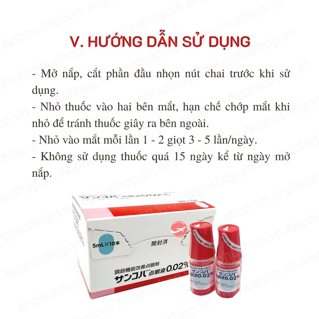 Nhỏ mắt Sancoba Nhật Bản 5ml giảm mỏi mắt, cận thị ( Hàng chính hãng)