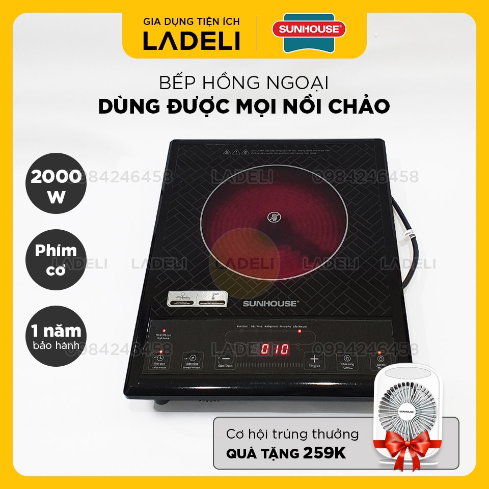 Bếp hồng ngoại cơ SUNHOUSE SHD6011 công suất 2000W