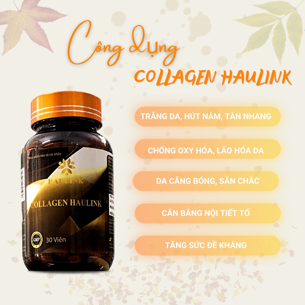 Viên uống Collagen Haulink mờ nám tàn nhang, làm chậm quá trình lão hóa, cân bằng nội tiết tố - hộp 2 lọ x 30 viên