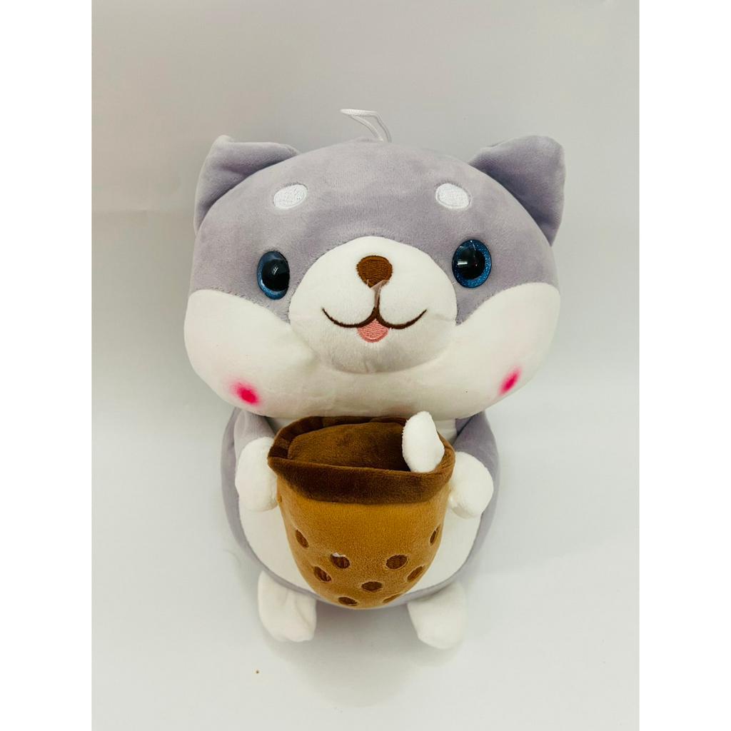 Gấu má hồng ôm trà sữa,mềm mại cute,kích thước 30cm...