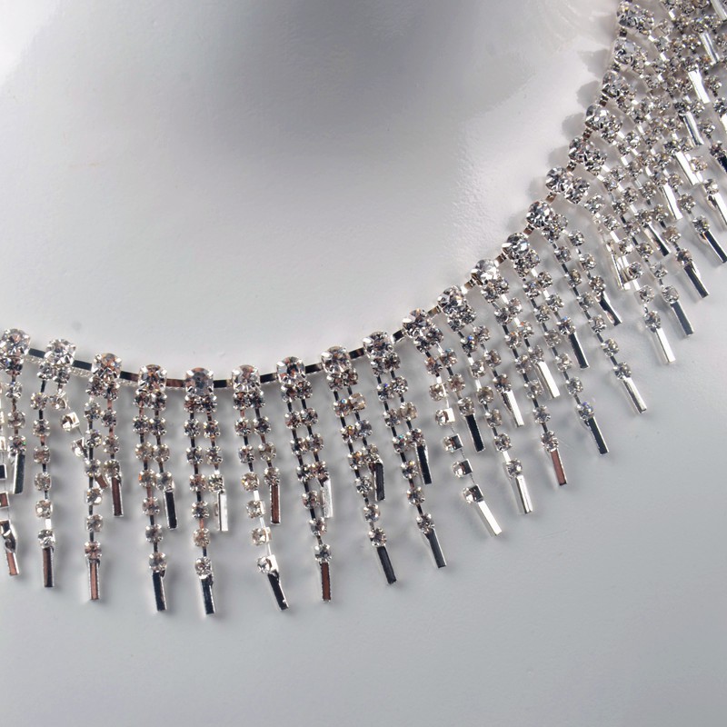 Vòng cổ Sợi Xích Dài 50cm / 100cm Mặt Kính Đính Đá Pha Lê Trang Trí Đầm Cưới DIY