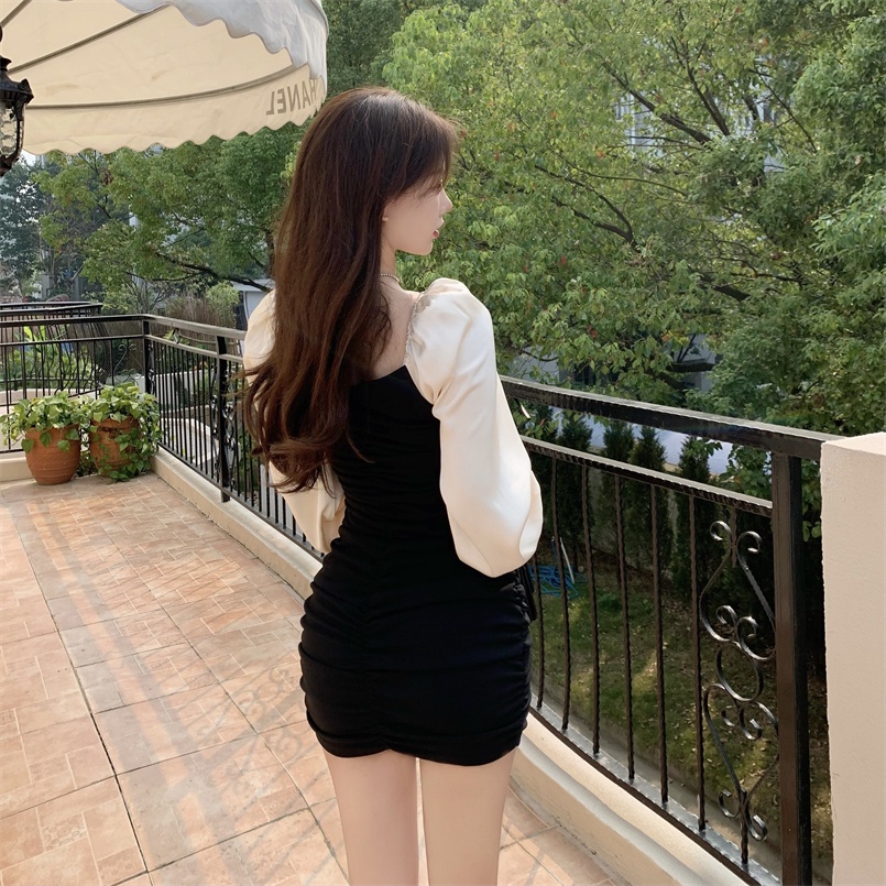 Đầm mini dáng ôm phong cách retro mùa đông thanh lịch nữ tính