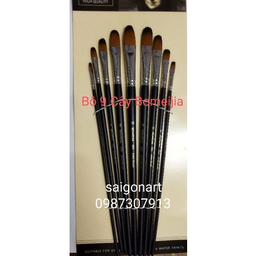 Bộ 9 Cọ VẼ BEMEIJIA 803, TORO GOLDEN SƠN DẦU, ACRYLIC, NƯỚC...