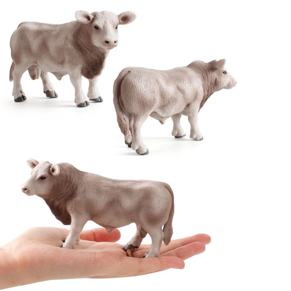 MIOSHOP 1/6pcs Gifts Simulated Animal Figurines Educational Toy Miniatures Cows Cow Action Figure Zoo Farm Animals Fun Toys Model Multistyles Children Kids Baby Plastic Models