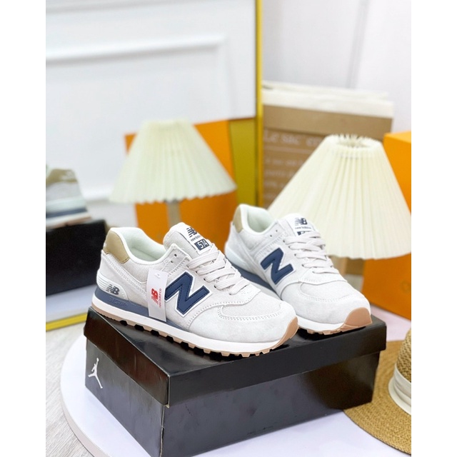 Giày thể thao sneaker chữ N màu ghi trắng Hàng Quảng Châu form dáng cực xinh VIC fullbox túi giấy