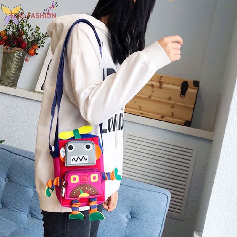 Túi Đeo Chéo Hình Robot Cho Bé Gái