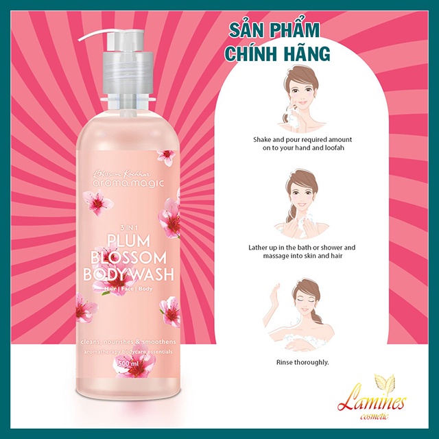 Sữa Tắm Trắng da Aromamagic | Aroma Magic 3in1 Plum Blossom Bodywash 500ml