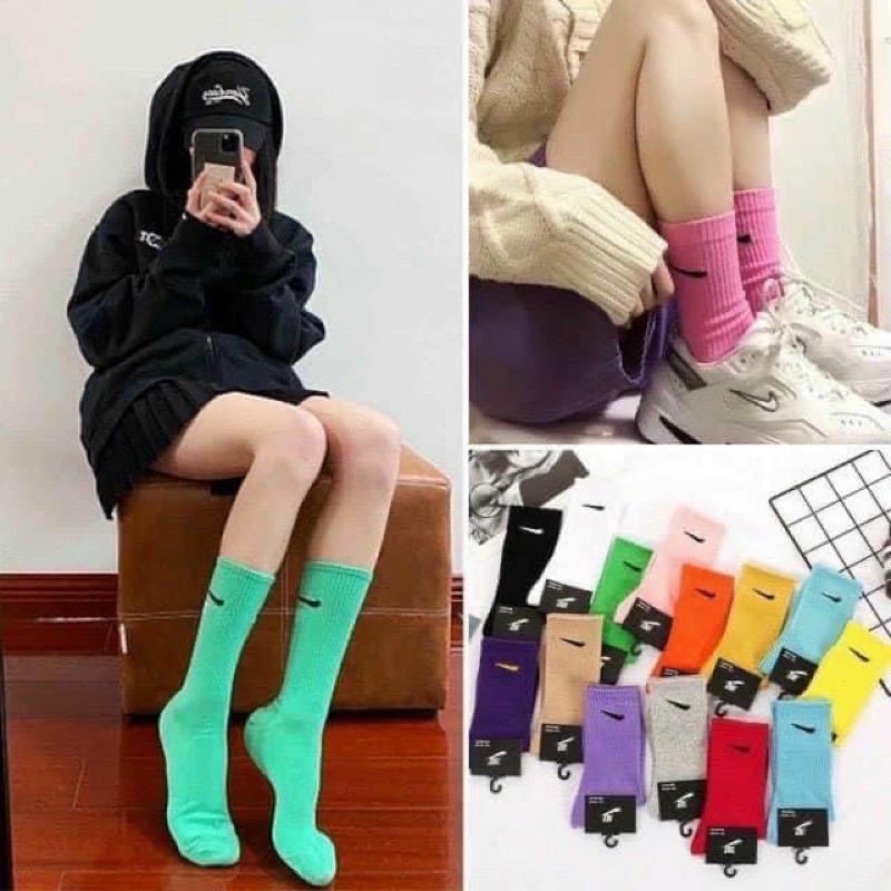 SET 10 ĐÔI TẤT MÓC CỔ CAO NHIỀU MÀU