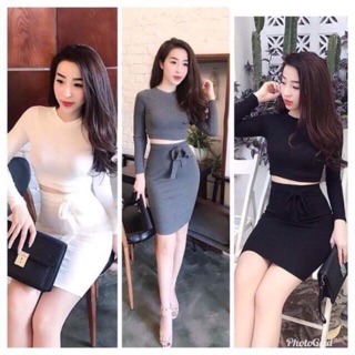 Sét Áo Váy Thun Gân Siêu Đẹp