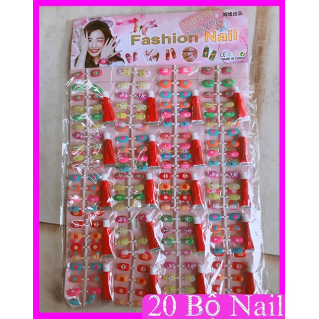 set 20 bộ nail móng tay giả , đồ chơi bé gái