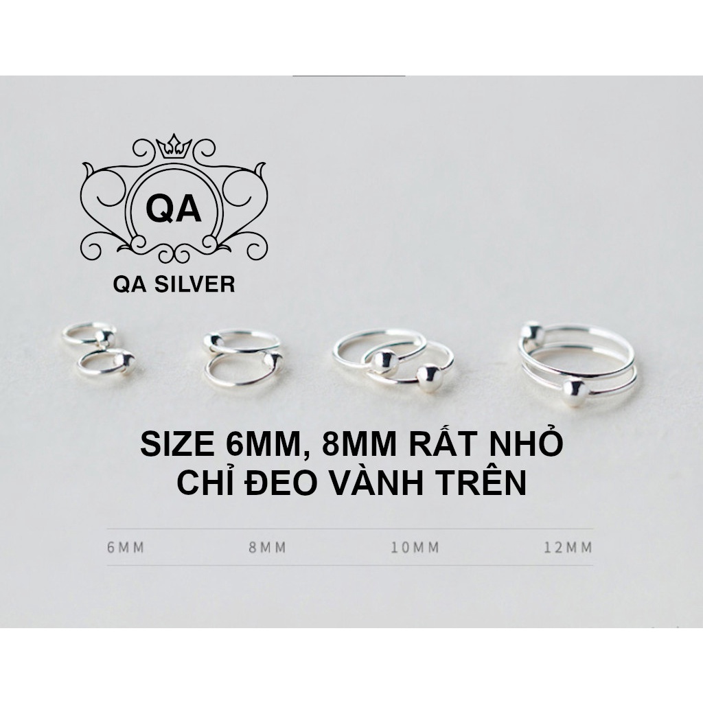 Khuyên tai bạc bi tròn vòng khoen vành đeo mũi môi bông tai nam kẹp vành S925 MINIMAL Silver Earrings QA SILVER EA190910