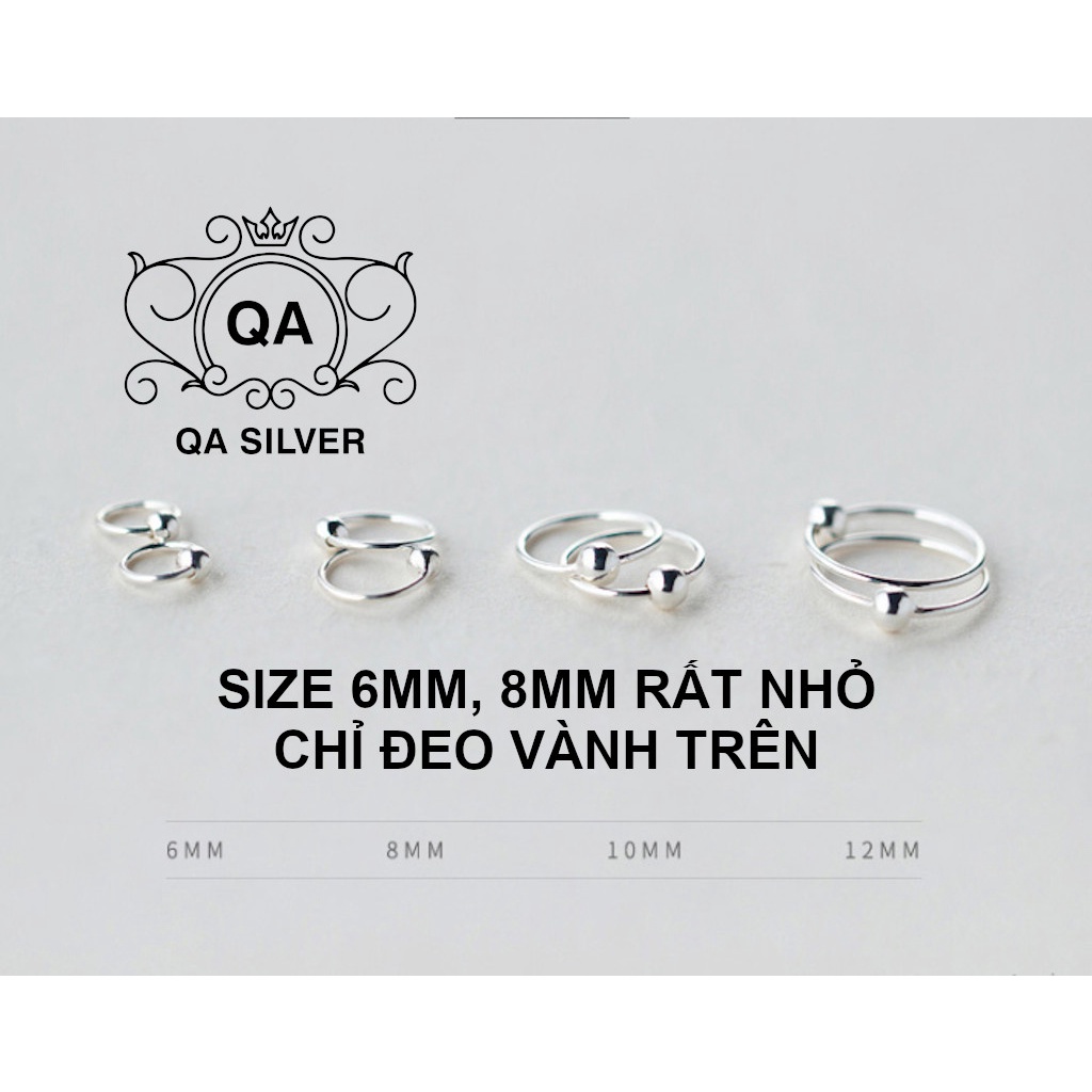 Khuyên tai bạc 925 bi tròn vòng khoen vành đeo mũi môi bông nam nữ kẹp vành S925 MINIMAL QA SILVER Earrings EA190910
