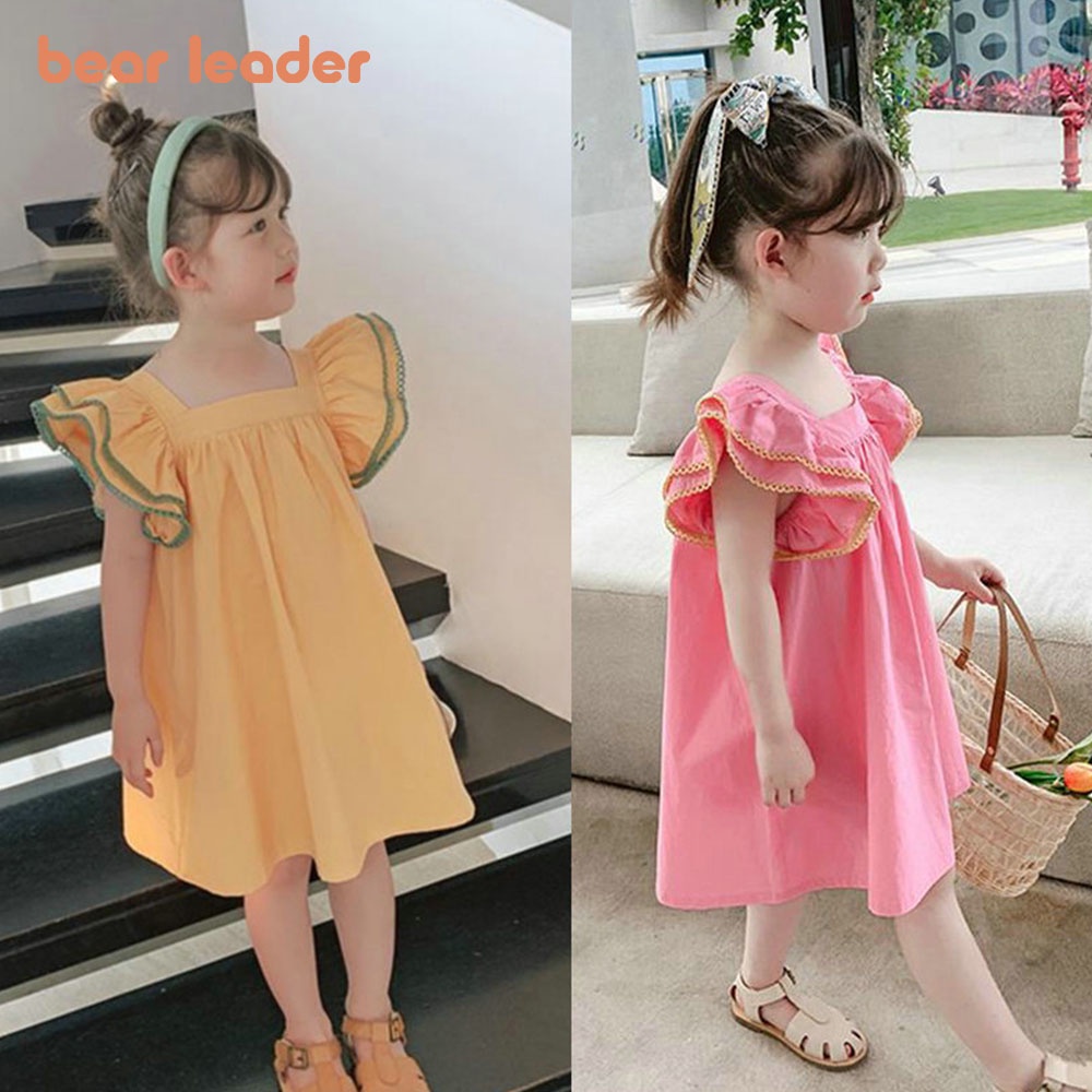 Đầm công chúa BEAR LEADER tay ngắn cổ vuông thời trang mùa hè dành cho bé gái