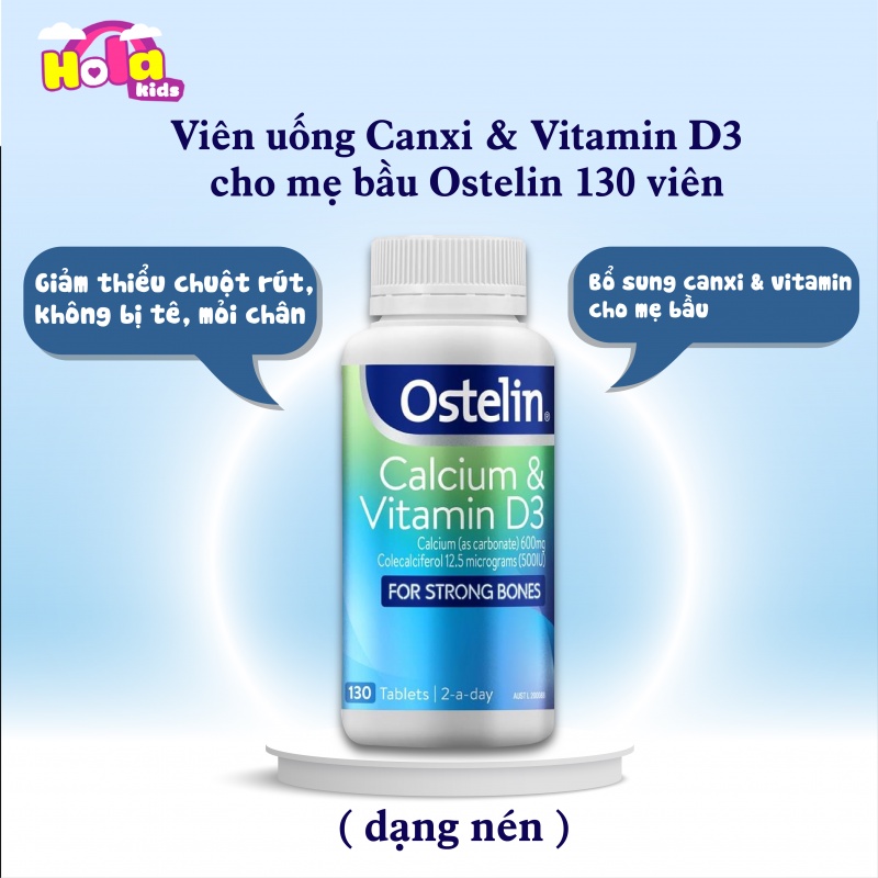 Viên Uống Canxi Và Vitamin D3 Cho Mẹ Bầu Ostelin 130 Viên