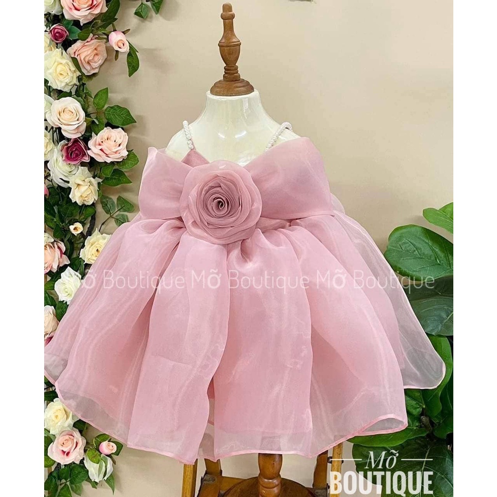 Váy công chúa hoa hồng cho bé gái