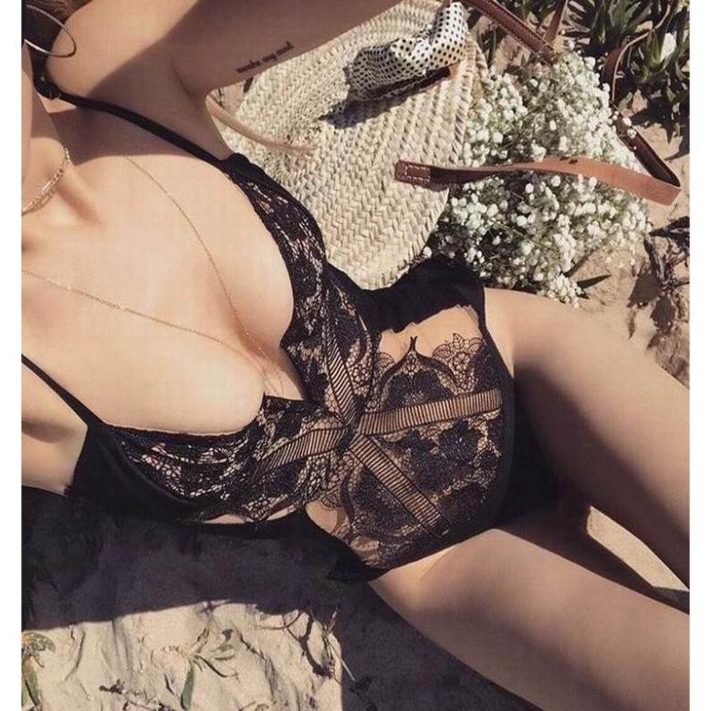 SALE HẾT 🌸 🍀 9.9 Phong cách châu Âu áo tắm đen ren retro phụ nữ bikini một mảnh gợi cảm .. Đẹp . . | BigBuy360 - bigbuy360.vn