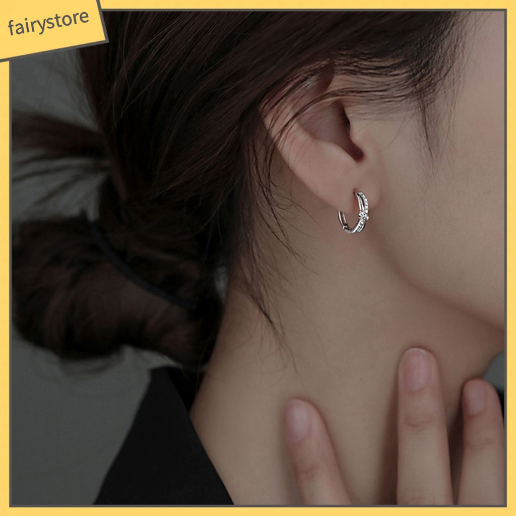 1 Đôi Bông Tai Hình Khối Lập Phương Xoắn Đính Đá Zircon Phong Cách Hàn Quốc Sang Trọng Dành Cho Nữ