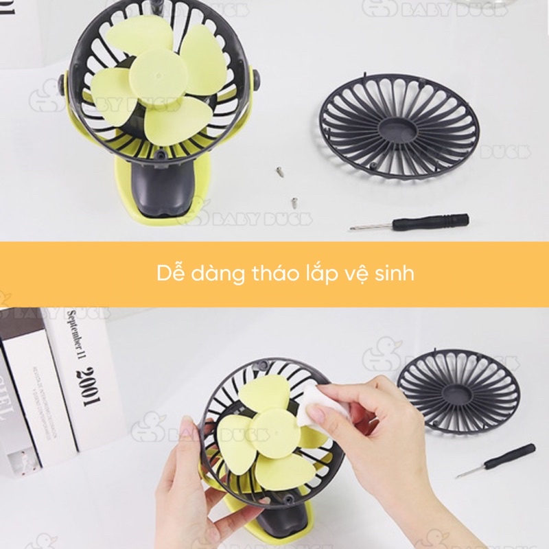 Quạt tích điện Yoobao 6400MAH, kẹp sạc mini cầm tay 4 cấp độ gió