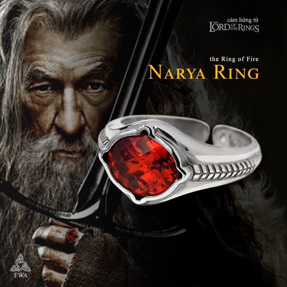 Nhẫn bạc nam FWA Narya Ring - Chúa tể chiếc Nhẫn
