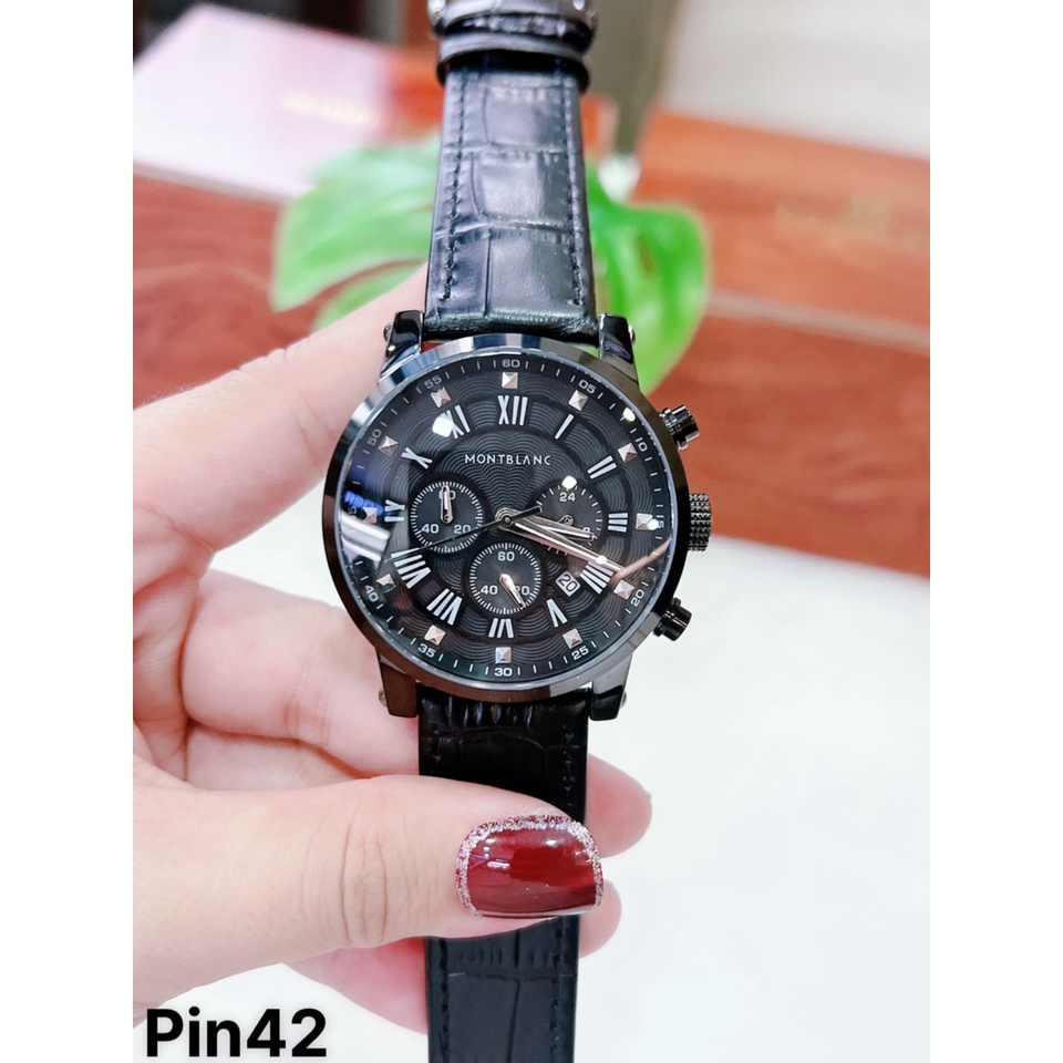 ĐỒNG HỒ NAM MONTBLANC CHRONOGRAPH MẶT LỘ MÁY , DÂY DA VÂN , SIZE 42MM