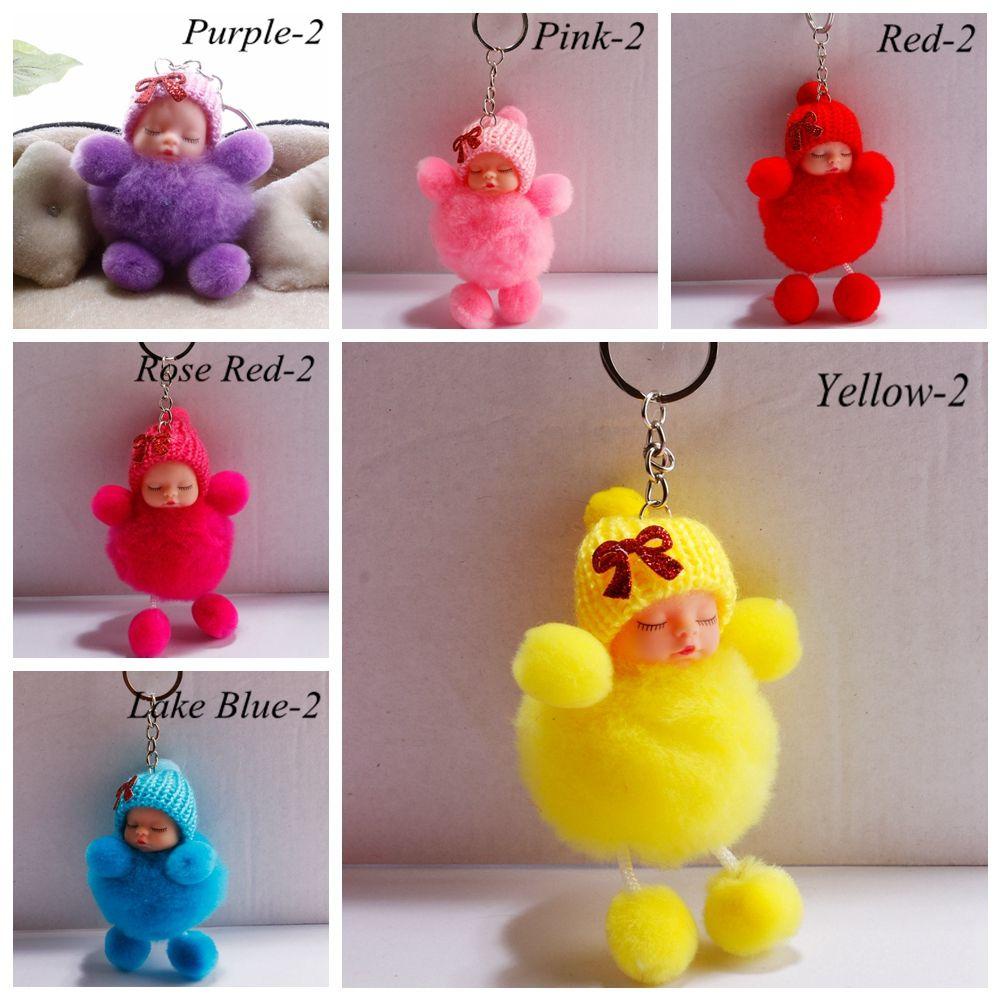 Móc Khóa Hình Em Bé Đang Ngủ Có Bóng Lông Dễ Thương