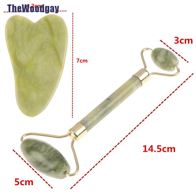 Con Lăn Và Đồ Cạo Bằng Đá Ngọc Bích Tự Nhiên Dùng Mát Xa Thư Giãn Cơ Thể