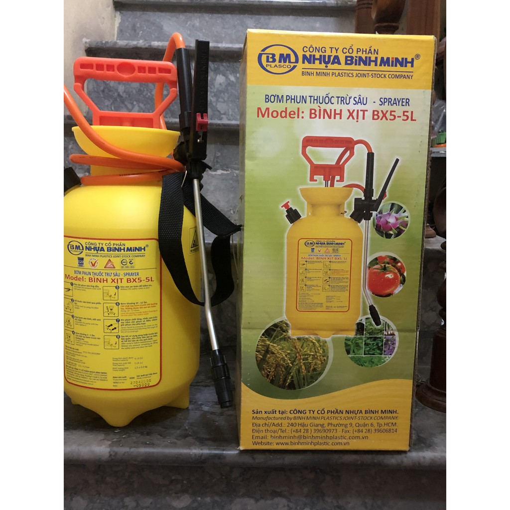 Bình 5L Bình Minh xịt phun thuốc khử khuẩn, tưới hoa cây cảnh, tưới hoa lan