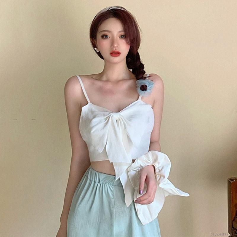 Áo Hai Dây Phối Nơ Xinh Xắn Dành Cho Nữ áo nữ dây | BigBuy360 - bigbuy360.vn