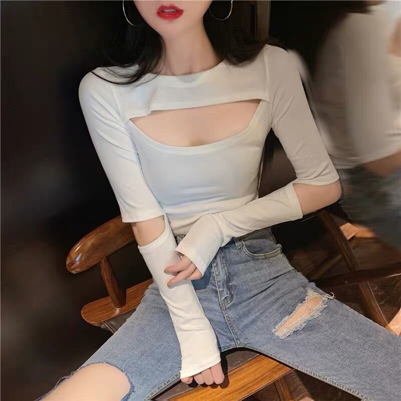 Ins Áo Tay Dài Ôm Dáng Khoét Ngực Sâu Cẩn Thận Dành Cho Bạn Gái Bán Chạy
