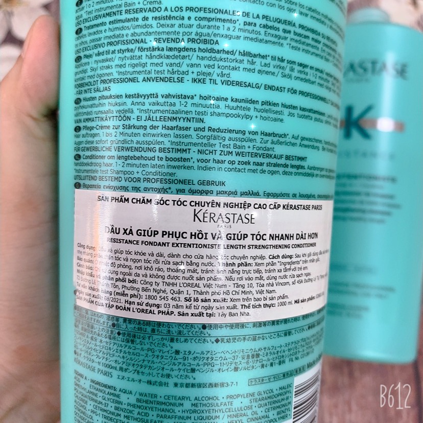 Dầu gội xả giúp tóc chắc khỏe và nhanh dài hơn Kerastase Resistance Extentioniste 1000ml