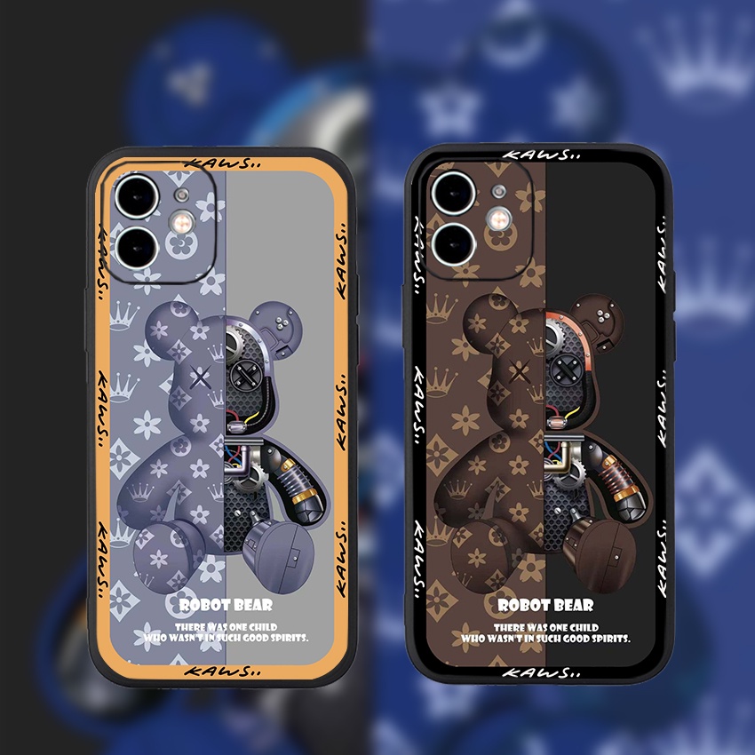 Ốp Lưng Iphone Cạnh Vuông  Hình K.a.w Viền Đen + Vàng , BVC Cho Iphone6/6s/7/8/7plus/8plus/6plus/6splus/11/11pro//11prom