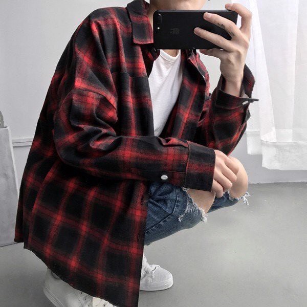 Áo Sơ Mi Nam Nữ Caro Flannel Phong Cách Hàn Quốc Unisex ASM8827 - Chất Cotton pha len dày dặn, mềm, mịn, thấm hút mồ hôi