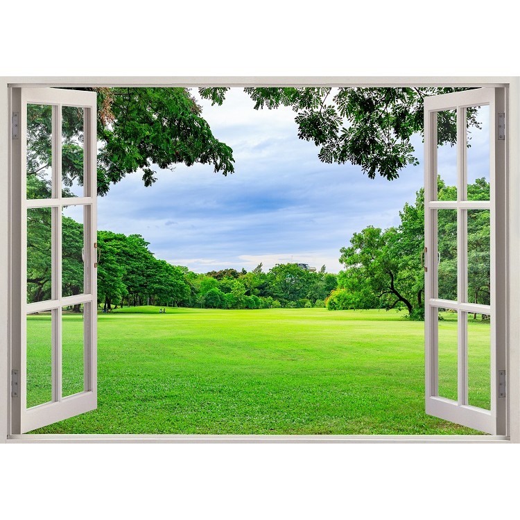 Tranh dán tường cửa sổ 3D cảnh đẹp thiên nhiên