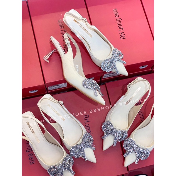 Giày cao gót nữ Slingback nơ đá 616-1