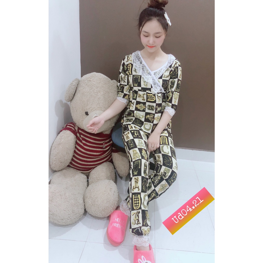 Bộ lụa tay lỡ viền ren from 58kg mẫu bận